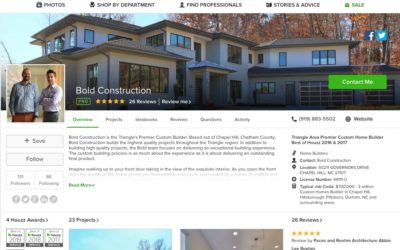 Bold Construction Awarded Best Of Houzz 2019