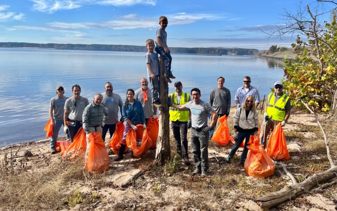 The BOLD Team works with the Clean Jordan Lake Project to clean storm water and recreation trash up