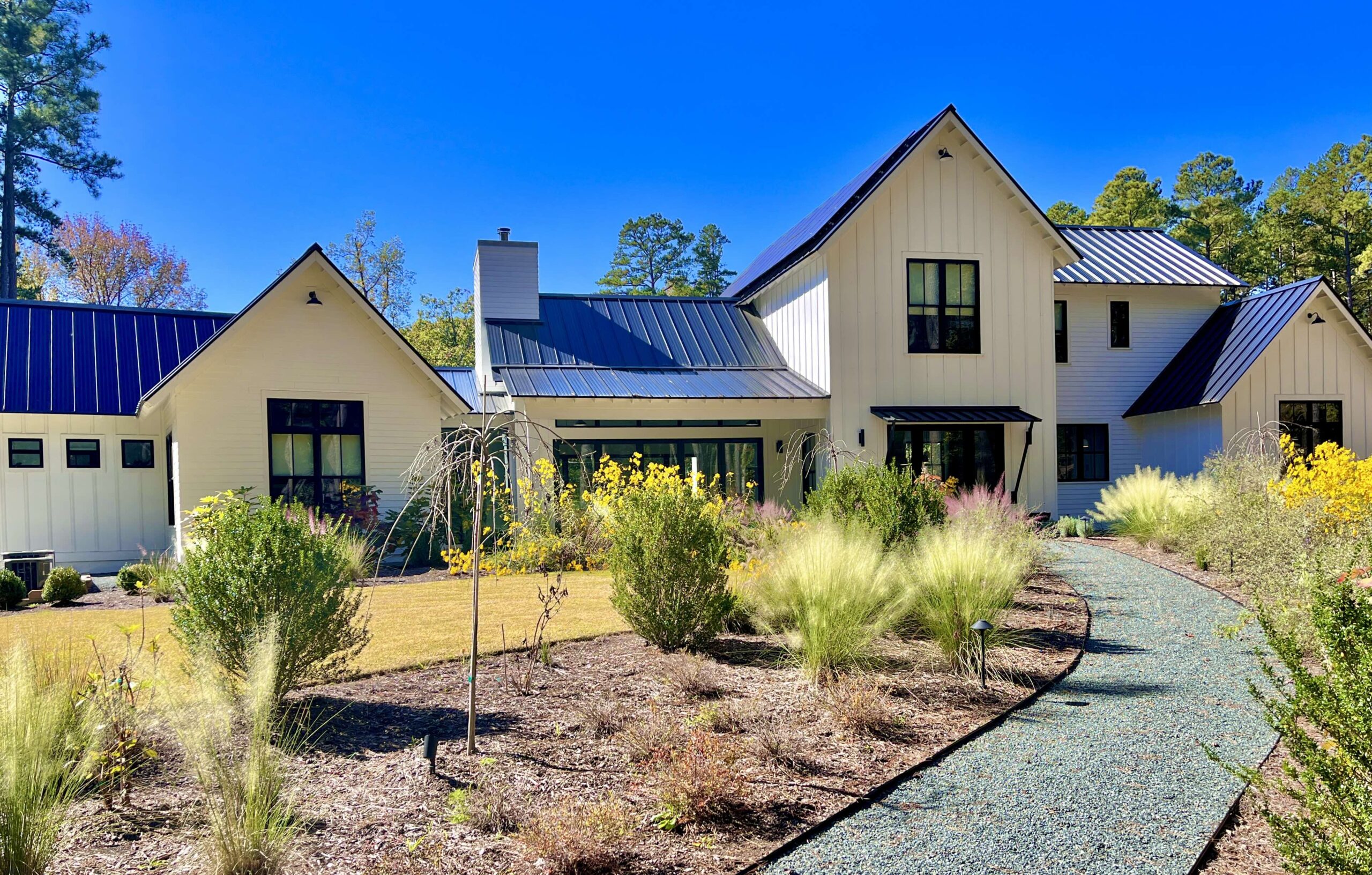 exterior of custom home with landscaping in front