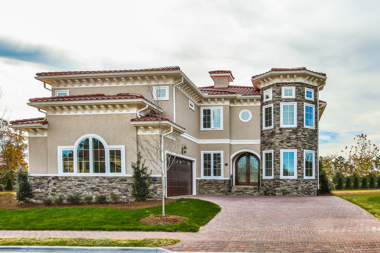 exterior of tuscan inspired home 