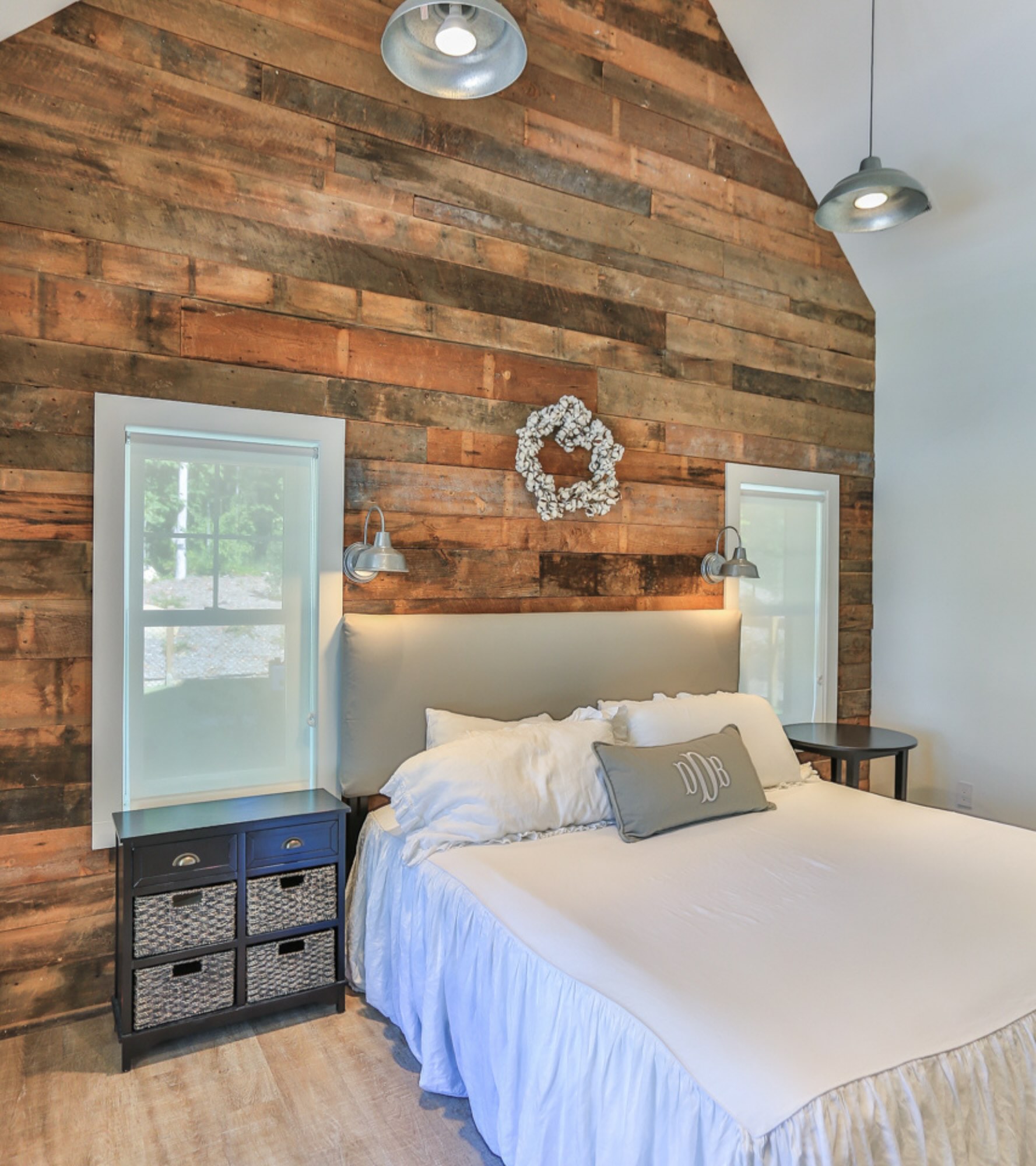 interior of poolhouse showing the master bedroom
