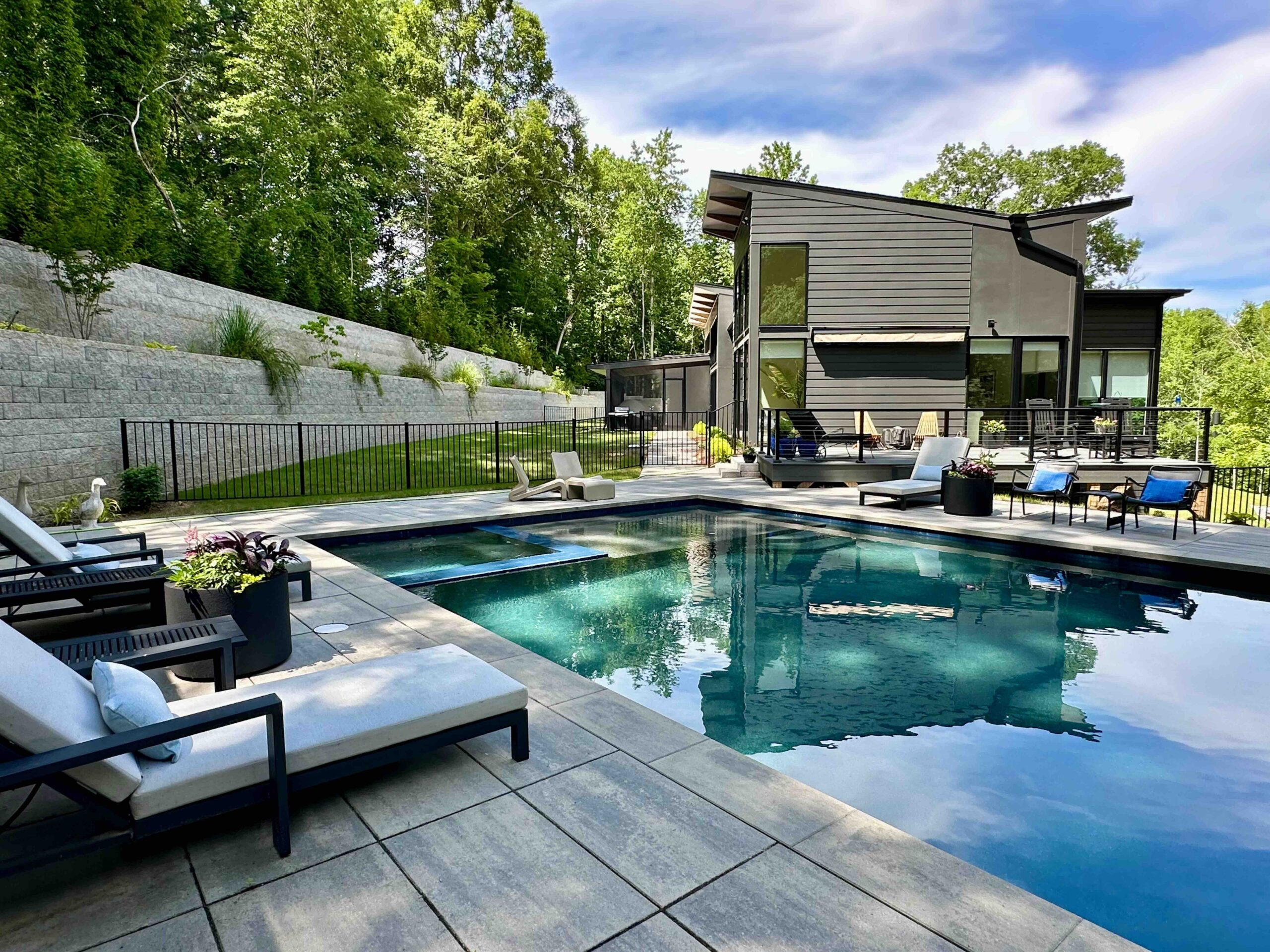 Modern Perch - BOLD Construction and Renovations backyard pool facing custom home